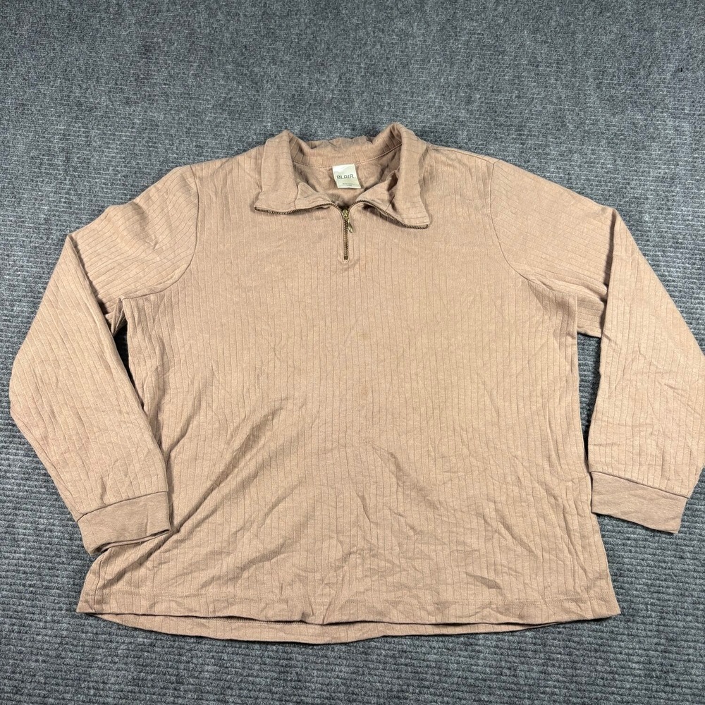 Blair Quarter Zip Pullover Women LGE Pink Excellent Ribbed Long Sleeve Collared